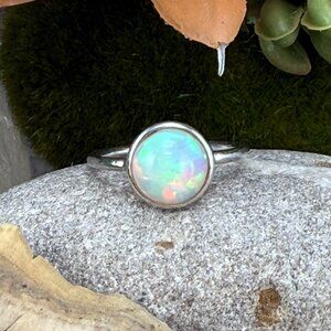 Ethiopian Opal Sterling Silver Ring, Size 7